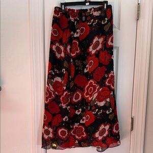 Floral Black and Red Women's Skirt